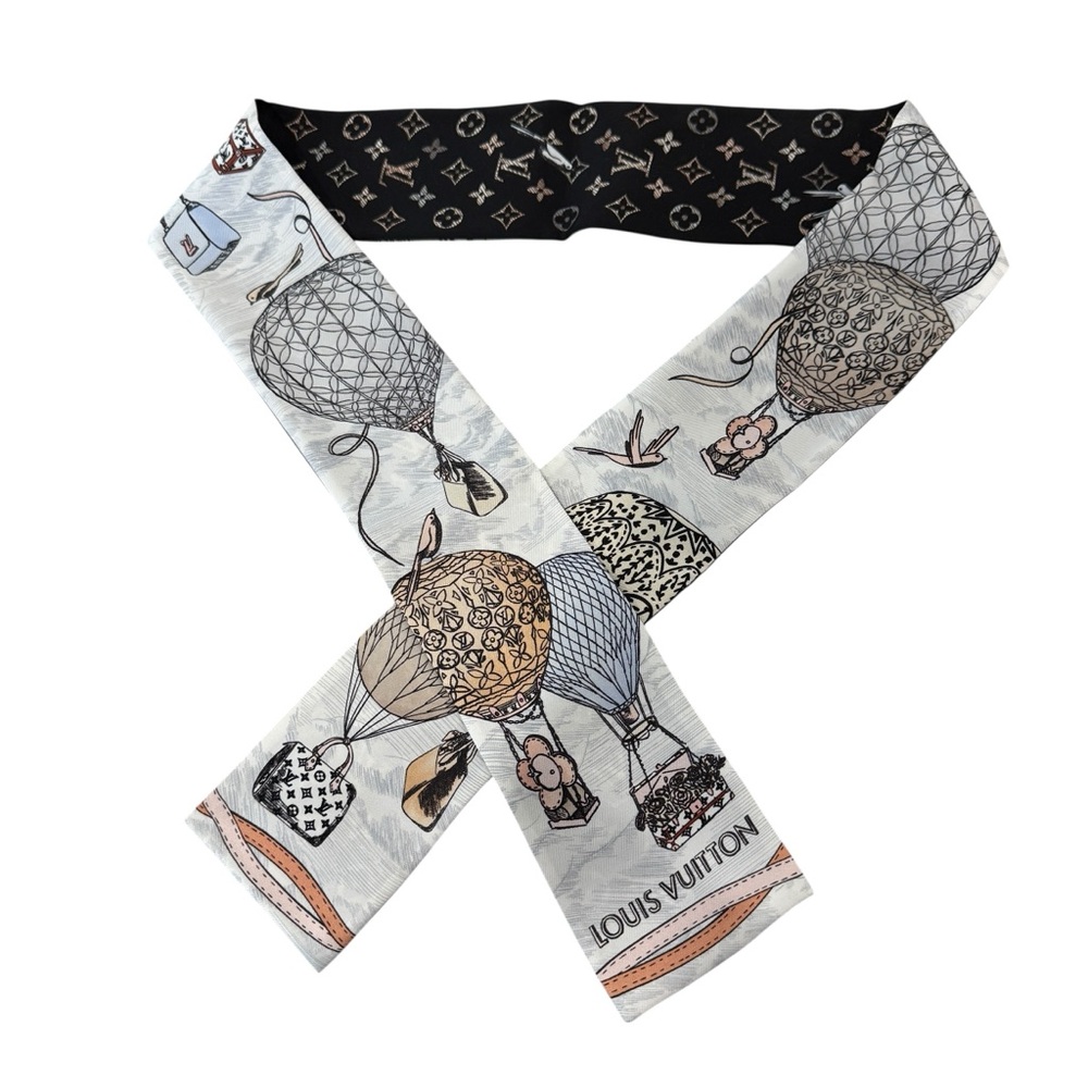 Louis Vuitton Silk Up Up and Away Mini Scarf Bandeau Hot Air Balloons Monogram 2
